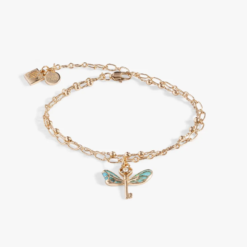 Traditional Gold Bangles for Women-Harry Potter™ Flying Keys Adjustable Bracelet