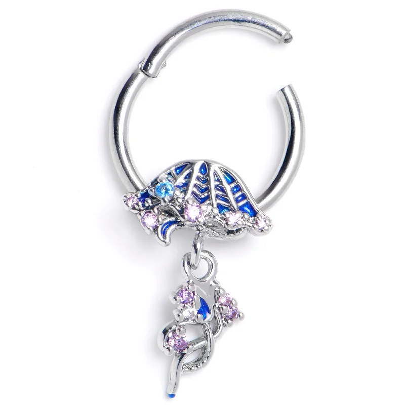 Nose Rings for Party Time -16 Gauge 3/8 Clear Blue Gem Jellyfish Blue Hinged Segment Ring Nose Rings for Party Time -16 Gauge 3/8 Clear Blue Gem Jellyfish Blue Hinged Segment Ring