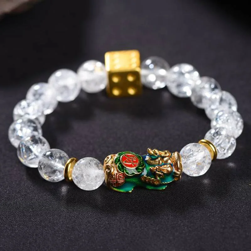High-Quality Men's Bracelets for Special Gifts-Buddha Stones Color-Changing Pixiu White Crystal Dice Wealth Bracelet High-Quality Men's Bracelets for Special Gifts-Buddha Stones Color-Changing Pixiu White Crystal Dice Wealth Bracelet