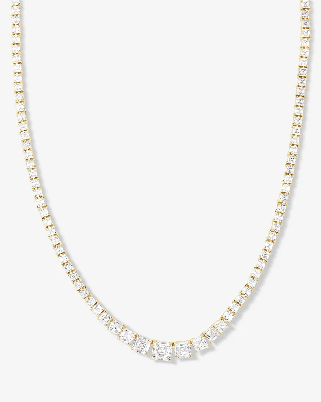 Shop Classic Women's Necklaces & Pendants with a Modern Twist-The Queen's Graduated Tennis Necklace 18" - Gold|White Diamondettes Shop Classic Women's Necklaces & Pendants with a Modern Twist-The Queen's Graduated Tennis Necklace 18" - Gold|White Diamondettes