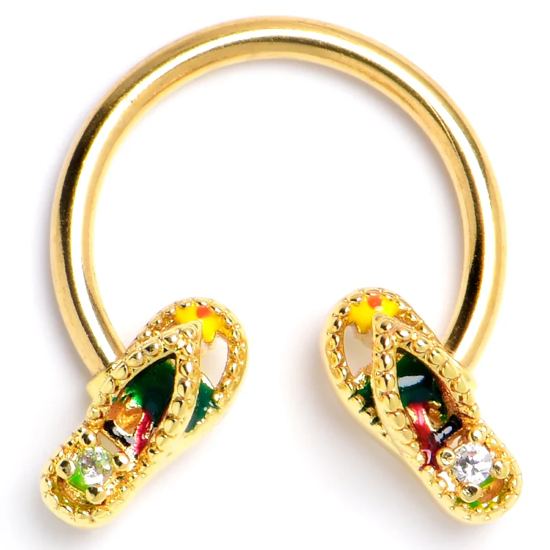 Women's Earrings – Elegant Designs for Every Personality--16 Gauge 3/8 Clear Gem Gold Tone Beach Sandal Horseshoe Circular Barbell Women's Earrings – Elegant Designs for Every Personality--16 Gauge 3/8 Clear Gem Gold Tone Beach Sandal Horseshoe Circular Barbell