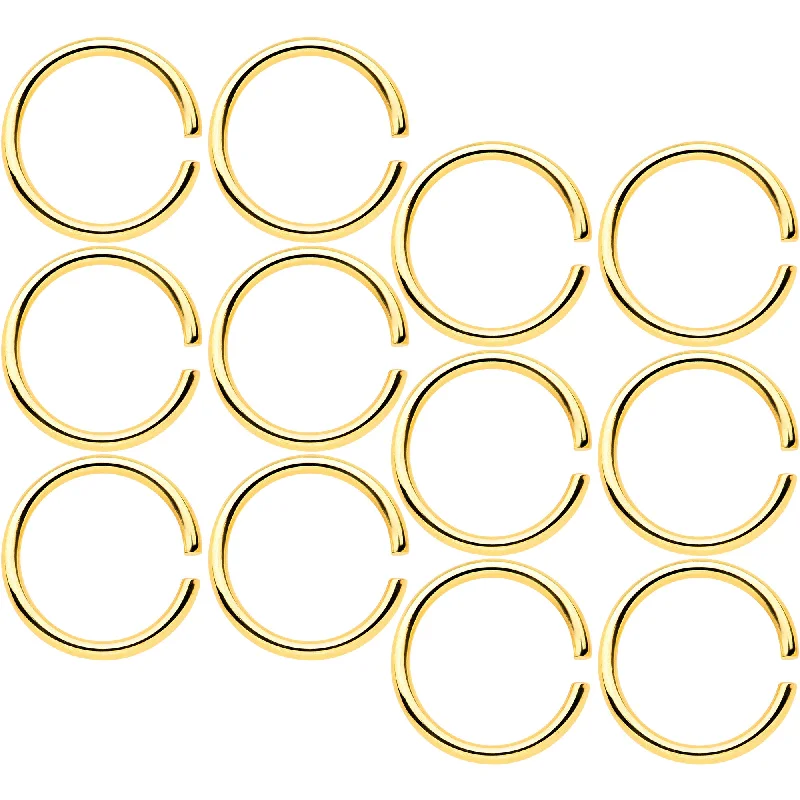 Stunning Nose Rings for All Styles -18 Gauge 5/16 Gold Tone Anodized Seamless Circular Ring Set of 12 Stunning Nose Rings for All Styles -18 Gauge 5/16 Gold Tone Anodized Seamless Circular Ring Set of 12