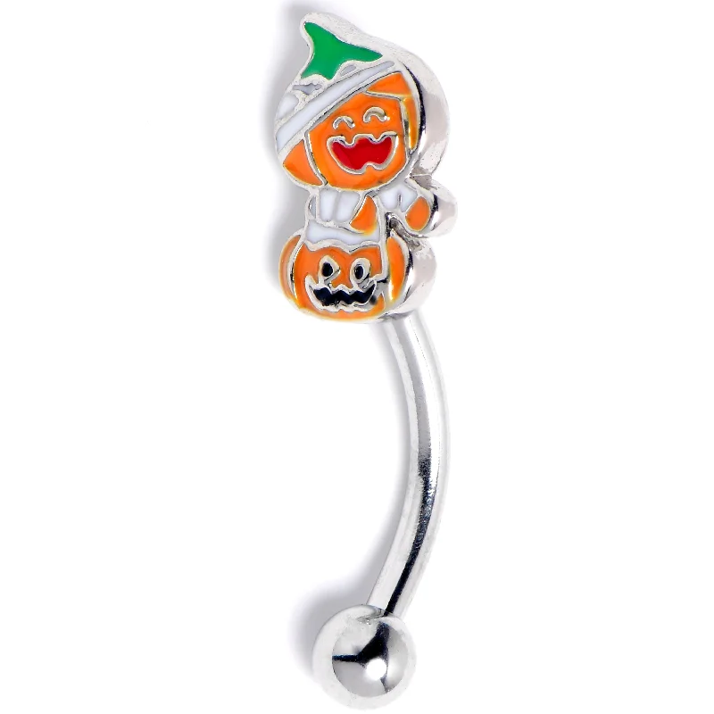 Women's Earrings – Elegant Designs for Every Personality--16 Gauge 5/16 Mummy Pumpkin Jack OLantern Curved Eyebrow Ring