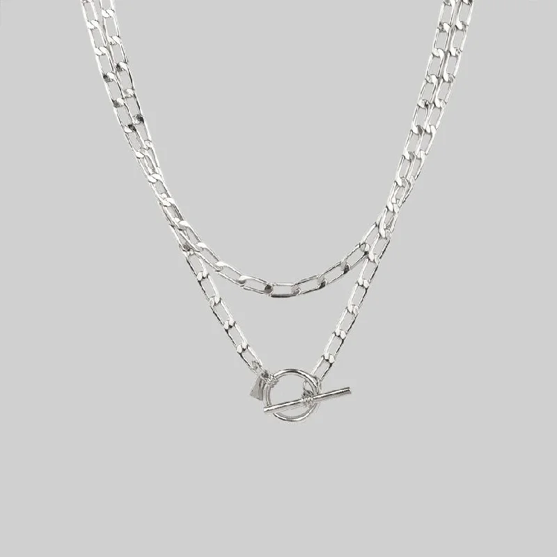 Shop Classic Women's Necklaces & Pendants with a Modern Twist-ETERNAL. Double Wrap T-Bar Necklace - Silver Shop Classic Women's Necklaces & Pendants with a Modern Twist-ETERNAL. Double Wrap T-Bar Necklace - Silver