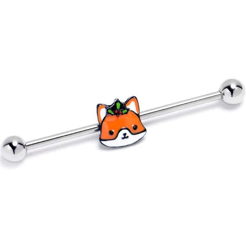 Women's Earrings – Elegant Designs for Every Personality--14 Gauge Holly Holiday Fox Industrial Barbell 38mm Women's Earrings – Elegant Designs for Every Personality--14 Gauge Holly Holiday Fox Industrial Barbell 38mm