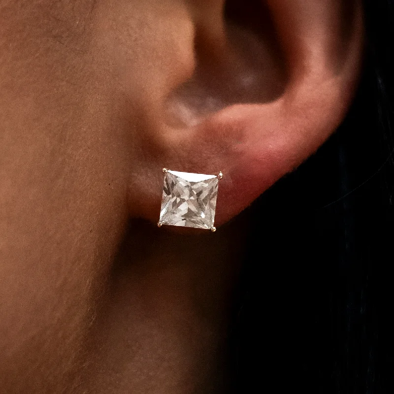 Women's Earrings – Elegant Designs for Every Personality--7mm Princess Cut Diamond Stud Earrings in Yellow Gold