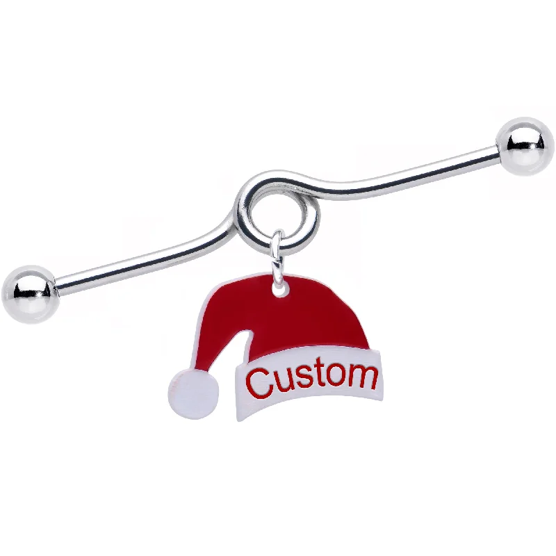 Women's Earrings – Elegant Designs for Every Personality--Custom Santa Hat Personalized Industrial Barbell Women's Earrings – Elegant Designs for Every Personality--Custom Santa Hat Personalized Industrial Barbell