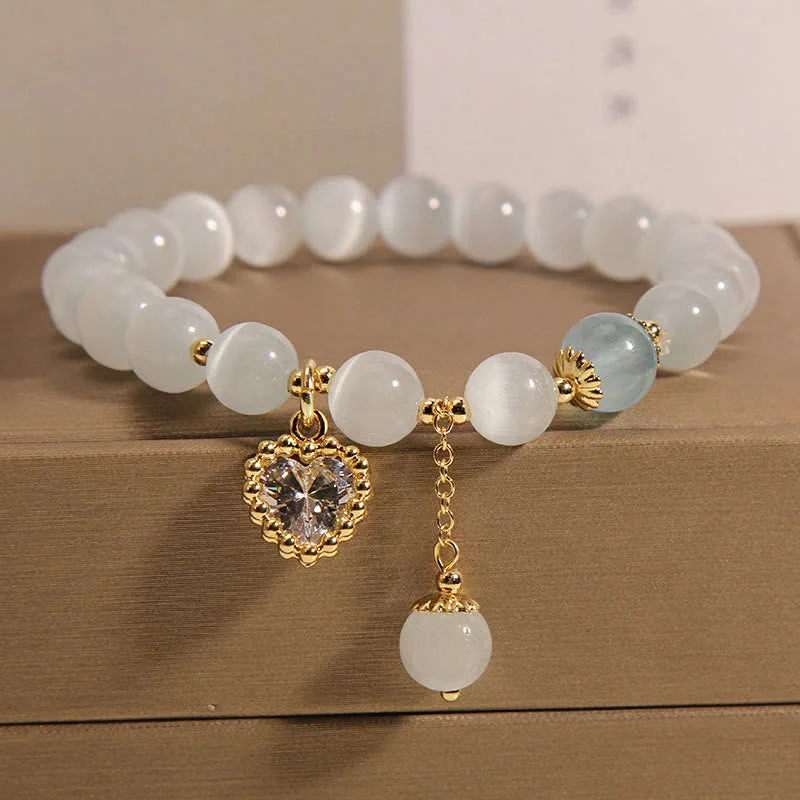 Simple Wooden Bangles for Women-Buddha Stones Cat's Eye Crystal Heart Zircon Charm Peace Love Bracelet Simple Wooden Bangles for Women-Buddha Stones Cat's Eye Crystal Heart Zircon Charm Peace Love Bracelet