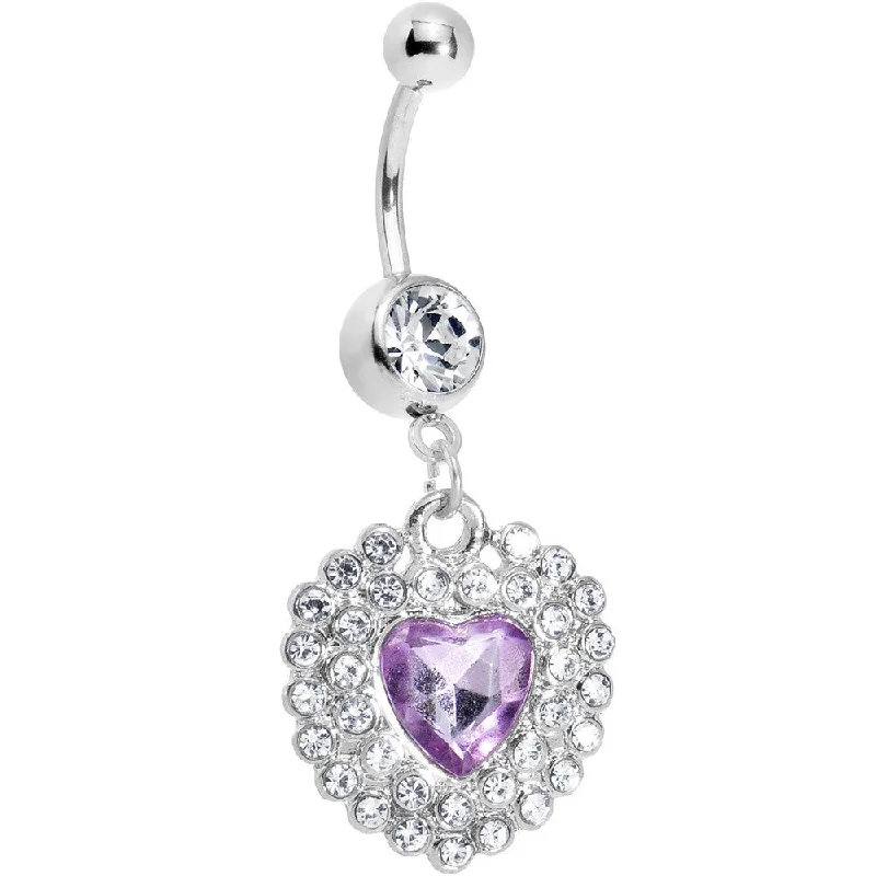 Belly Rings for Creative Fashionistas -Crystalline Gem Violet Princess Heart Belly Ring Belly Rings for Creative Fashionistas -Crystalline Gem Violet Princess Heart Belly Ring