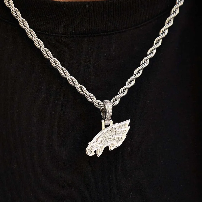 Fashion-Forward Bracelets for Men-Philadelphia Eagles Official NFL Micro Logo Pendant - White Gold Fashion-Forward Bracelets for Men-Philadelphia Eagles Official NFL Micro Logo Pendant - White Gold
