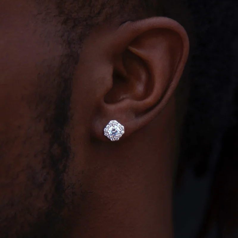 Shop Durable Men's Earrings for Everyday Wear-Micro Clustered Diamond Earrings White Gold Shop Durable Men's Earrings for Everyday Wear-Micro Clustered Diamond Earrings White Gold