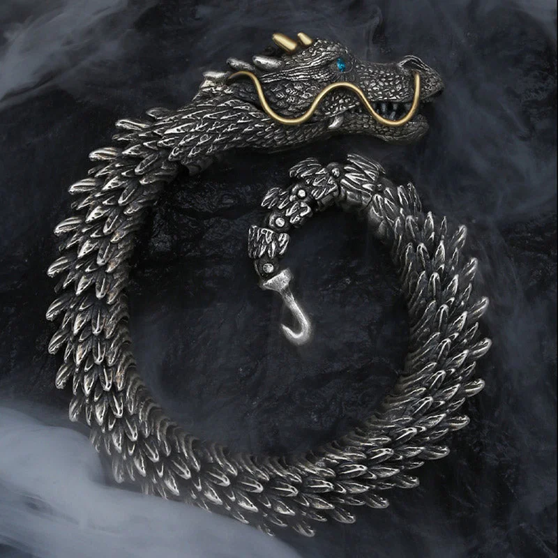 High-End Beaded Bracelets for Men-Buddha Stones Nordic Dragon Handmade Amulet Luck Protection Chain Bracelet