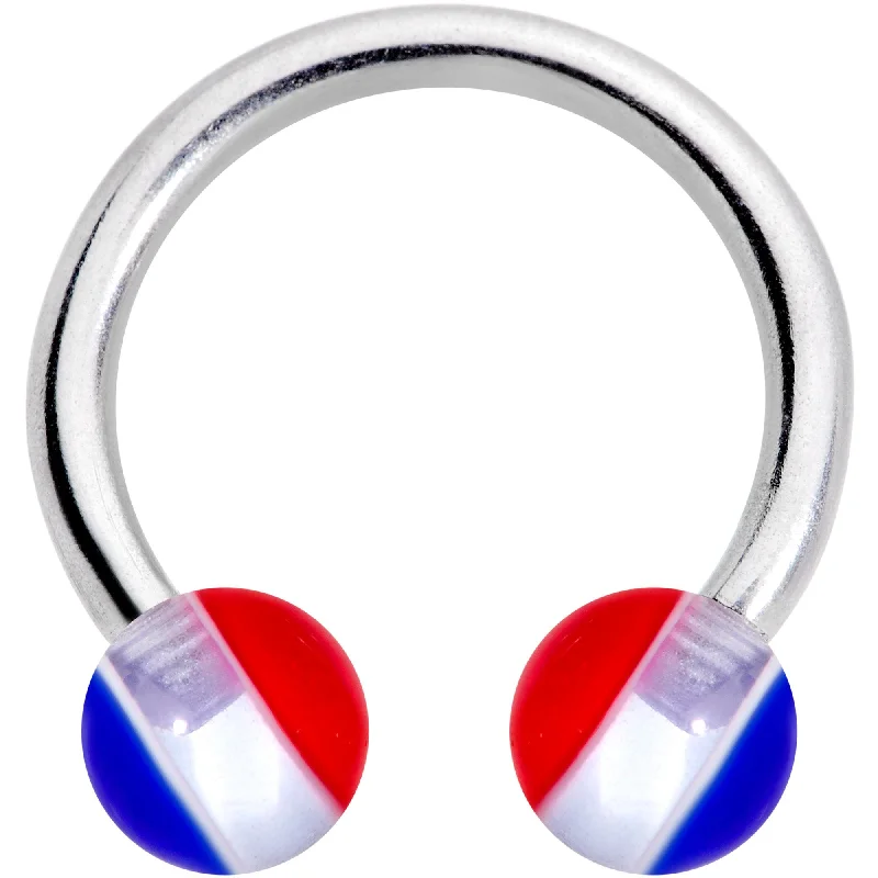 Beautiful Lip Rings with Artistic Design14 Gauge 7/16 USA Stripe Acrylic Ball Horseshoe Circular Barbell Beautiful Lip Rings with Artistic Design14 Gauge 7/16 USA Stripe Acrylic Ball Horseshoe Circular Barbell