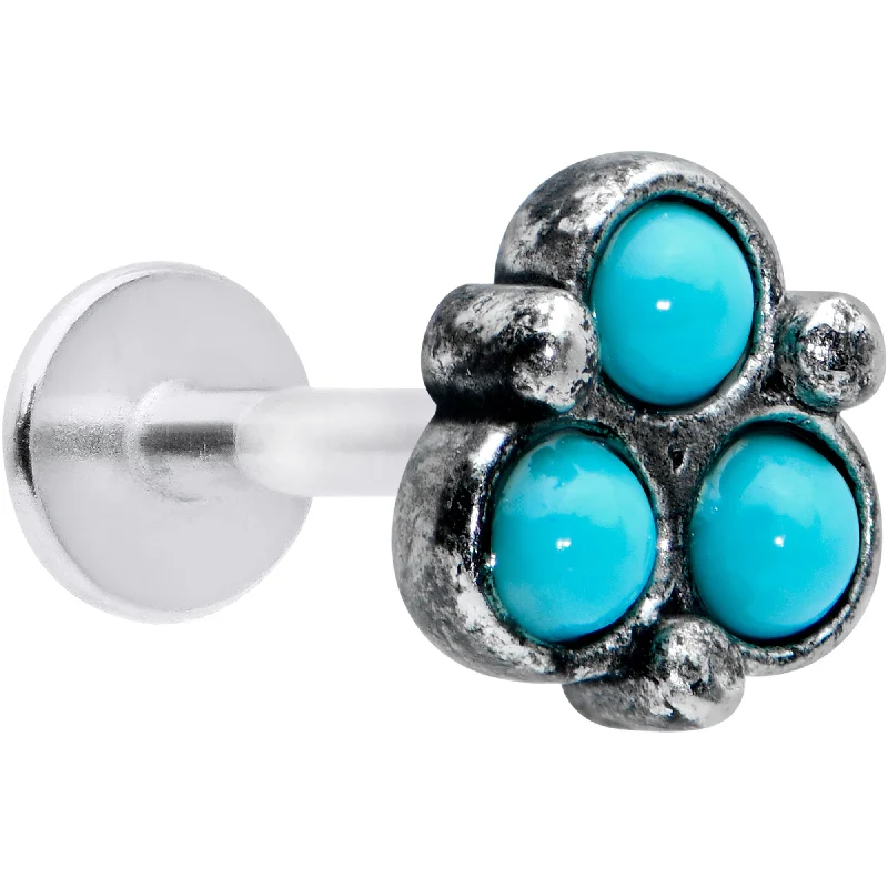 Trendy Lip Rings for Modern Style16 Gauge 1/4 Blue Turquoise Orb Trio Labret Monroe Tragus Trendy Lip Rings for Modern Style16 Gauge 1/4 Blue Turquoise Orb Trio Labret Monroe Tragus