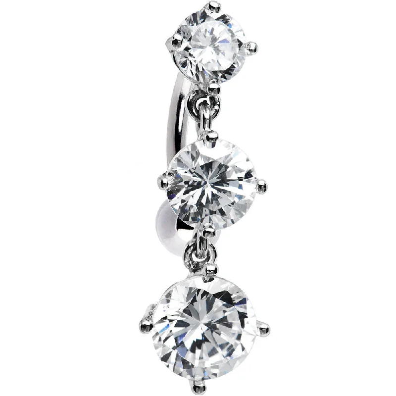 Belly Rings for Casual Fashion -16 Gauge Solid 14kt White Gold Top Mount CZ Belly Ring Belly Rings for Casual Fashion -16 Gauge Solid 14kt White Gold Top Mount CZ Belly Ring