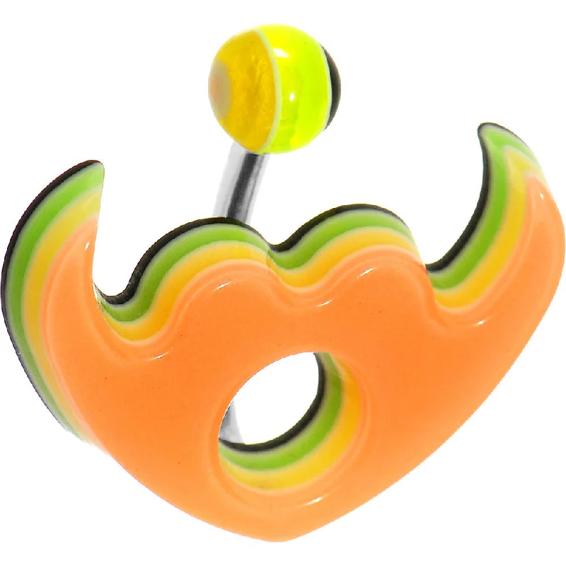 Beautiful Belly Rings for Glamorous Fashion -Orange Acrylic Multi Layered Tribal Winged Heart Belly Ring Beautiful Belly Rings for Glamorous Fashion -Orange Acrylic Multi Layered Tribal Winged Heart Belly Ring