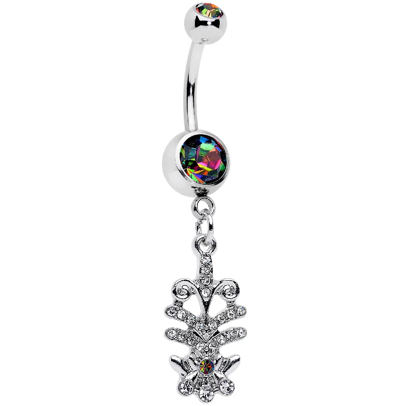 Stylish Belly Rings for Chic and Modern Fashion -Vitrail Clear Gem Abstract Charm Dangle Belly Ring Stylish Belly Rings for Chic and Modern Fashion -Vitrail Clear Gem Abstract Charm Dangle Belly Ring