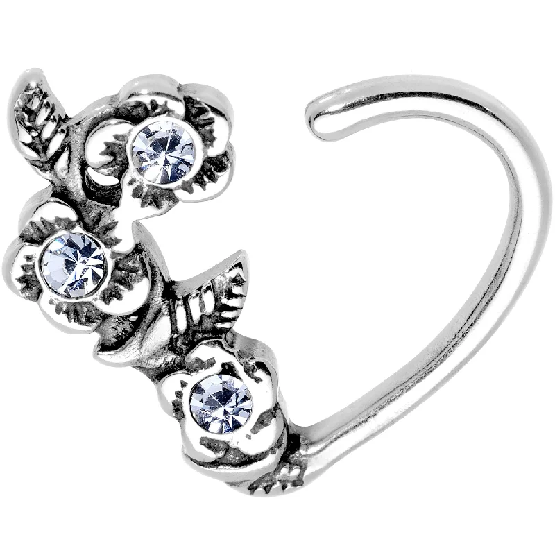 Women's Earrings – Elegant Designs for Every Personality--3/8 Clear Gem Bunch of Roses Right Daith Cartilage Tragus Earring