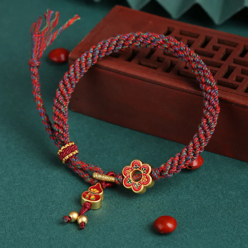 Fashionable Beaded Bracelets for Men-Buddha Stones Handmade Colorful Gourd Flower Protection Braided String Bracelet Fashionable Beaded Bracelets for Men-Buddha Stones Handmade Colorful Gourd Flower Protection Braided String Bracelet
