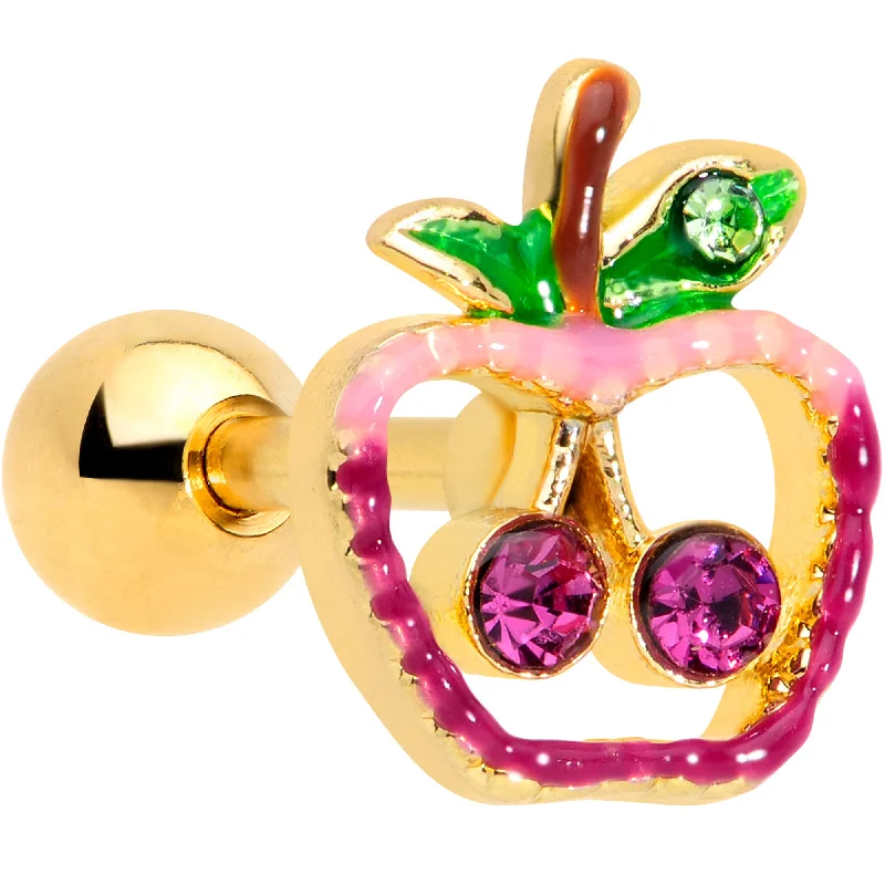 Women's Earrings – Elegant Designs for Every Personality--16 Gauge 1/4 Purple Pink Gem Gold Tone Cherry Apple Cartilage Tragus Women's Earrings – Elegant Designs for Every Personality--16 Gauge 1/4 Purple Pink Gem Gold Tone Cherry Apple Cartilage Tragus