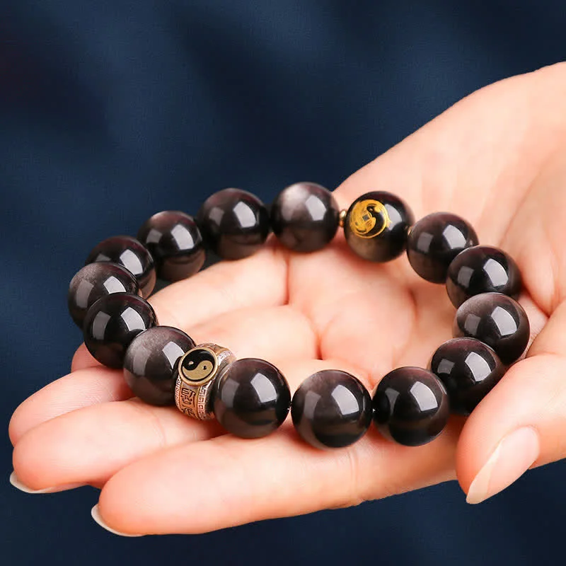 Stylish Beaded Bracelets for Men-Buddha Stones 925 Sterling Silver Black Obsidian Gold Sheen Obsidian Silver Sheen Obsidian Yin Yang Protection Bracelet Stylish Beaded Bracelets for Men-Buddha Stones 925 Sterling Silver Black Obsidian Gold Sheen Obsidian Silver Sheen Obsidian Yin Yang Protection Bracelet