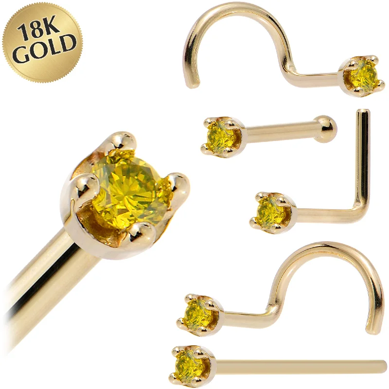 Unique Nose Rings for Stylish Women -Solid 18KT Yellow Gold (November) 1.5mm Genuine Yellow Diamond Nose Ring Unique Nose Rings for Stylish Women -Solid 18KT Yellow Gold (November) 1.5mm Genuine Yellow Diamond Nose Ring