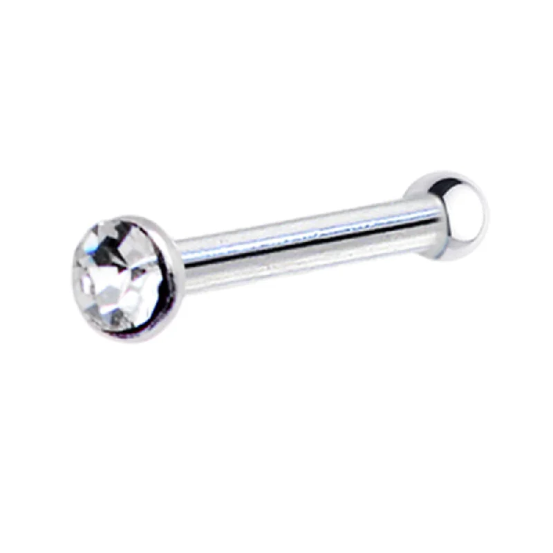 Elegant and Affordable Nose Rings -Sterling Silver 1.2mm Clear Nose Bone Created with Crystals Elegant and Affordable Nose Rings -Sterling Silver 1.2mm Clear Nose Bone Created with Crystals