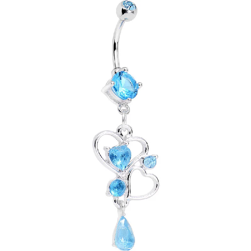 Stunning Belly Rings for Trendy Women -Aqua Gem Last Drops of Love Heart Dangle Belly Ring Stunning Belly Rings for Trendy Women -Aqua Gem Last Drops of Love Heart Dangle Belly Ring