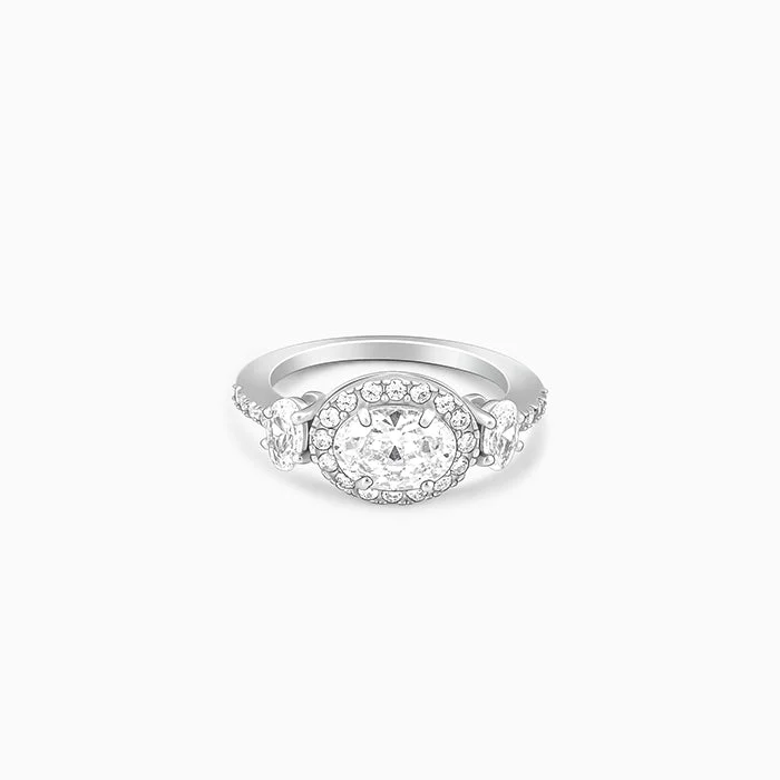 Chic Women's Rings for Fashion-Forward Looks-Silver Celestial Zircon Ring