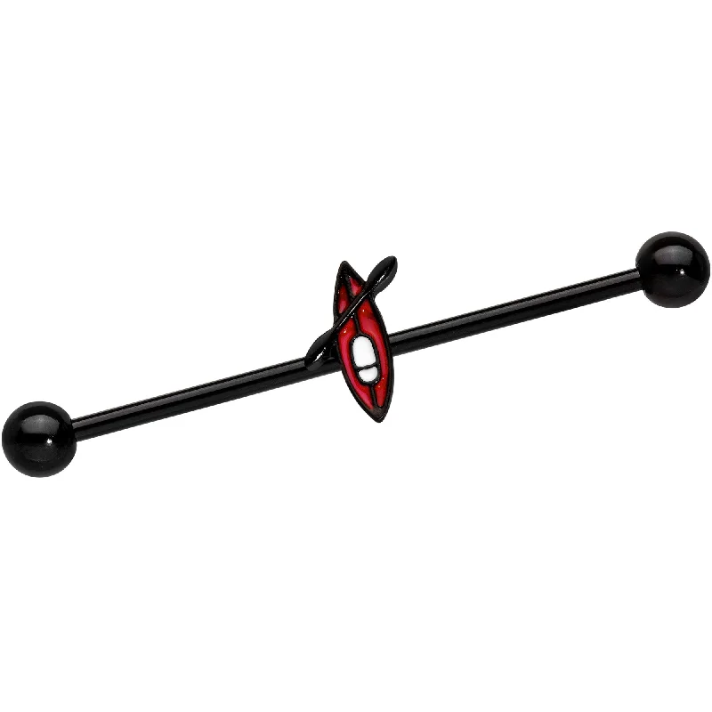 Women's Earrings – Elegant Designs for Every Personality--14 Gauge Black Red Summer Kayak Boat Industrial Barbell 38mm