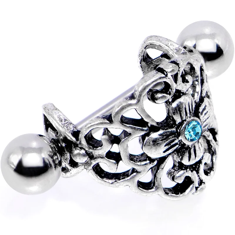Women's Earrings – Elegant Designs for Every Personality--16 Gauge 1/2 Aqua Gem Filigree Floral Cuff Cartilage Earring Women's Earrings – Elegant Designs for Every Personality--16 Gauge 1/2 Aqua Gem Filigree Floral Cuff Cartilage Earring
