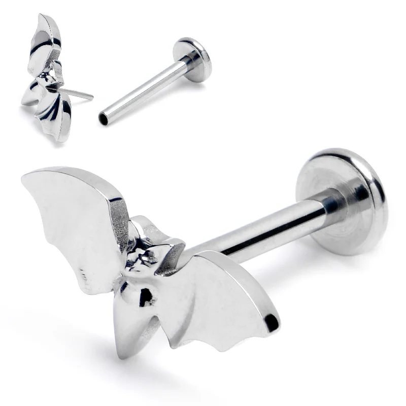 Affordable Lip Rings with Premium Look16 Gauge 3/8 G23 Titanium Bat Threadless Push In Labret Monroe Tragus