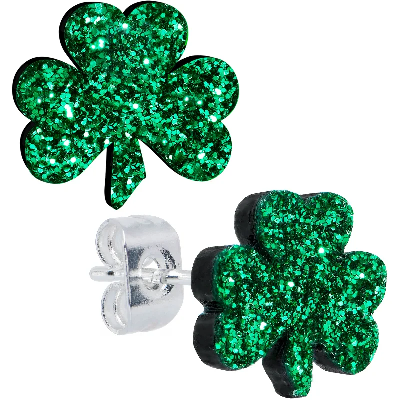 Women's Earrings – Elegant Designs for Every Personality--Stainless Steel Post Green Glitter Shamrock St Patricks Stud Earrings Women's Earrings – Elegant Designs for Every Personality--Stainless Steel Post Green Glitter Shamrock St Patricks Stud Earrings