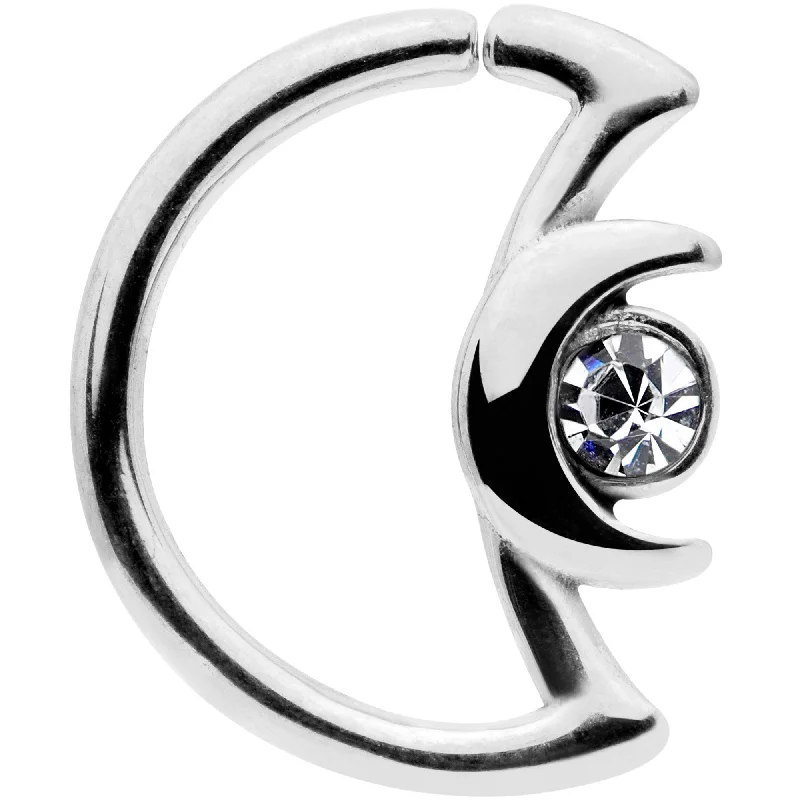 Women's Earrings – Elegant Designs for Every Personality--16 Gauge 3/8 Clear Gem Crescent Moon Closure Ring Women's Earrings – Elegant Designs for Every Personality--16 Gauge 3/8 Clear Gem Crescent Moon Closure Ring