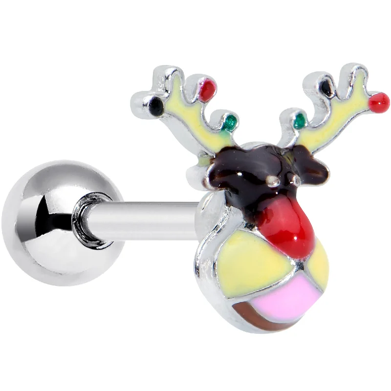 Women's Earrings – Elegant Designs for Every Personality--16 Gauge 1/4 Colorful Reindeer Christmas Cartilage Tragus Earring Women's Earrings – Elegant Designs for Every Personality--16 Gauge 1/4 Colorful Reindeer Christmas Cartilage Tragus Earring
