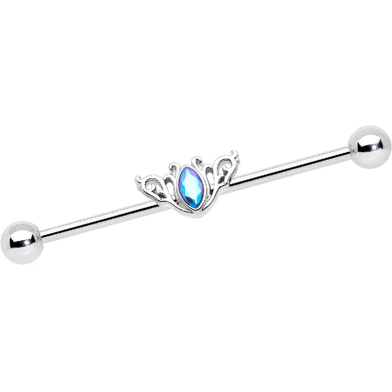 Women's Earrings – Elegant Designs for Every Personality--14 Gauge Aurora Gem Art Deco Style Waves Industrial Barbell 38mm