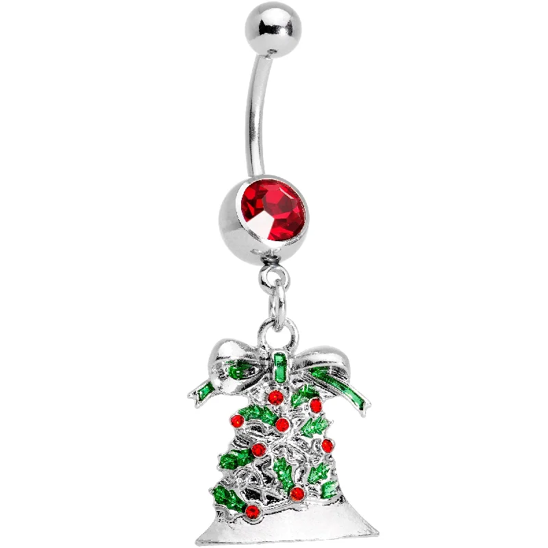 Comfortable Belly Rings for Chic and Stylish Fashion -Red Gem Christmas Season Holiday Bell Dangle Belly Ring Comfortable Belly Rings for Chic and Stylish Fashion -Red Gem Christmas Season Holiday Bell Dangle Belly Ring