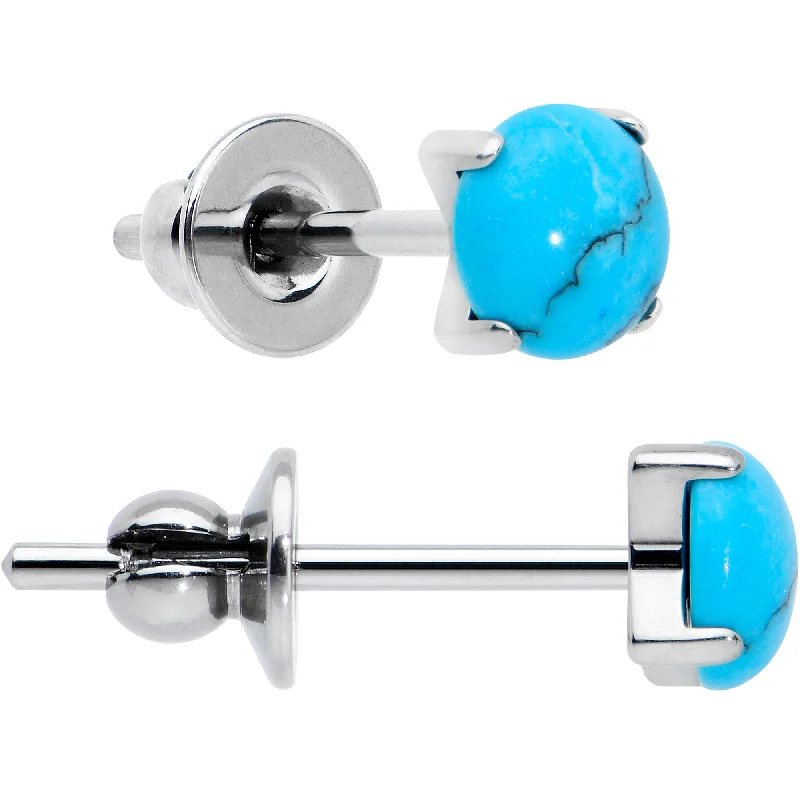 Women's Earrings – Elegant Designs for Every Personality--3.5mm Blue Turquoise Stone Implant Grade Titanium Stud Earrings Women's Earrings – Elegant Designs for Every Personality--3.5mm Blue Turquoise Stone Implant Grade Titanium Stud Earrings
