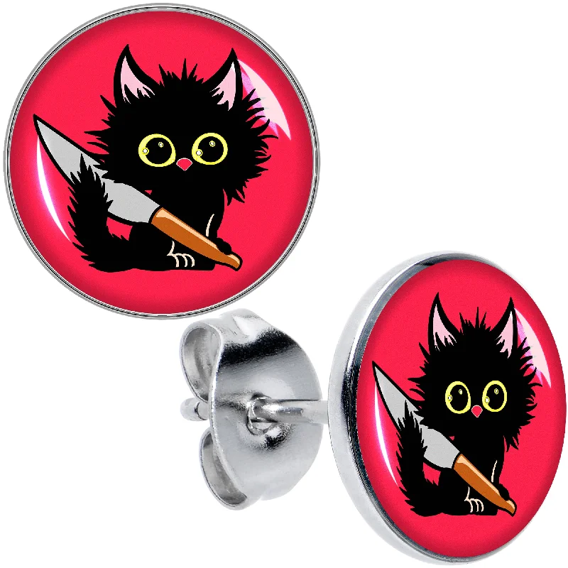 Women's Earrings – Elegant Designs for Every Personality--Stabby Cat Stud Earrings