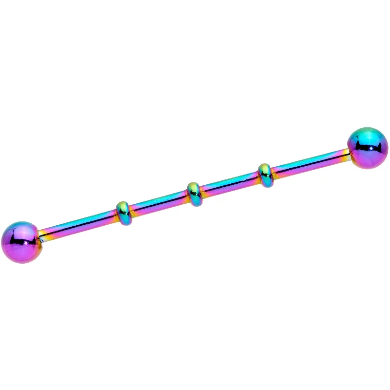Women's Earrings – Elegant Designs for Every Personality--Ball Rainbow Anodized Titanium Industrial Project Bar 40mm Women's Earrings – Elegant Designs for Every Personality--Ball Rainbow Anodized Titanium Industrial Project Bar 40mm