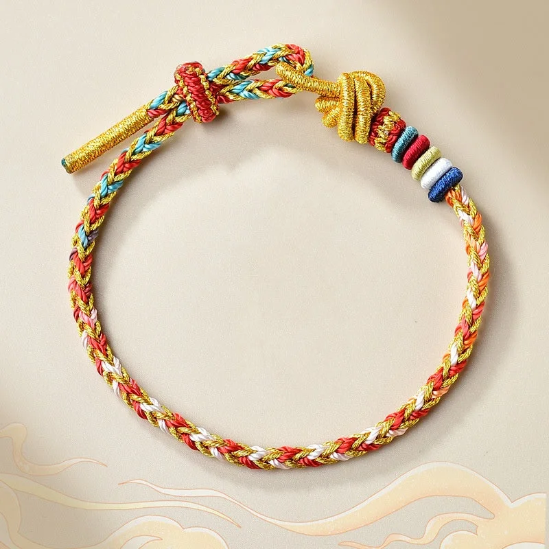 Boho Bangles for Women-Buddha Stones Handcrafted Colorful Gold Healing Braid Rope Bracelet Boho Bangles for Women-Buddha Stones Handcrafted Colorful Gold Healing Braid Rope Bracelet