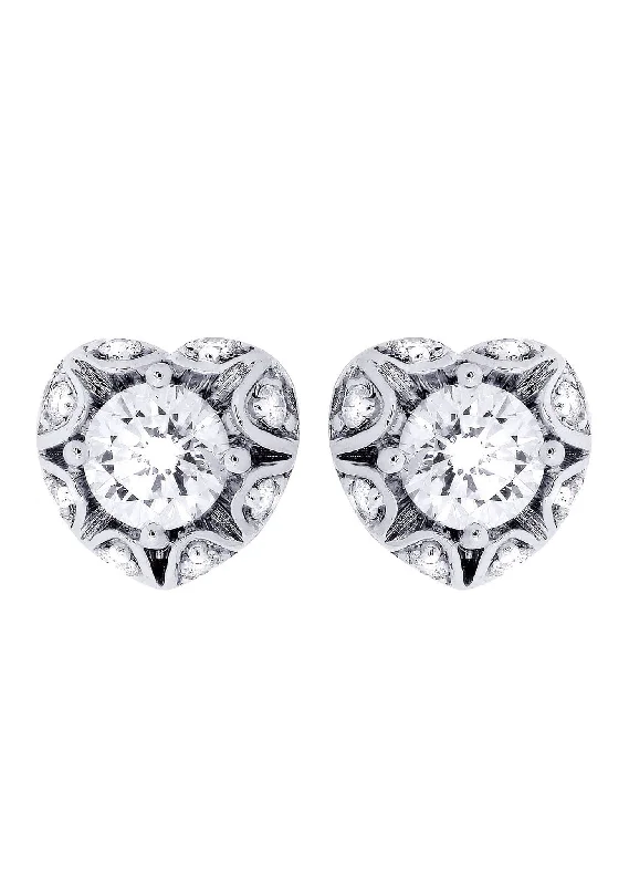 Shop Durable Men's Earrings for Everyday Wear-Heart Diamond Stud Earrings For Men | 14K White Gold | 0.7 Carats Shop Durable Men's Earrings for Everyday Wear-Heart Diamond Stud Earrings For Men | 14K White Gold | 0.7 Carats