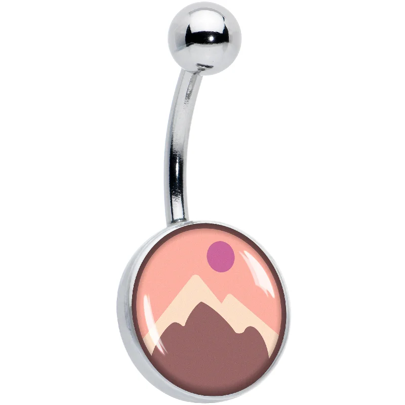 Belly Rings with Vibrant Colors for Bold Style -Mountain Sunrise Belly Ring