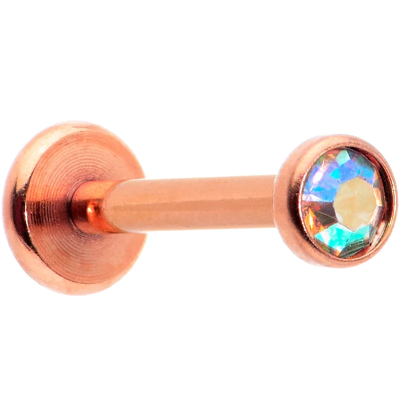 Women's Earrings – Elegant Designs for Every Personality--16 Gauge 5/16 Aurora Gem Rose Gold Tone Threadless Labret Monroe Tragus