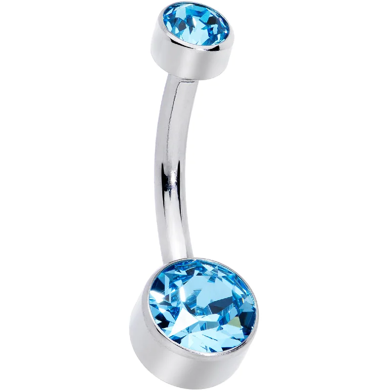 Comfortable Belly Rings for Fashionable Comfort -Aqua 6mm Titanium Internal Thread Belly Ring Created with Crystals Comfortable Belly Rings for Fashionable Comfort -Aqua 6mm Titanium Internal Thread Belly Ring Created with Crystals