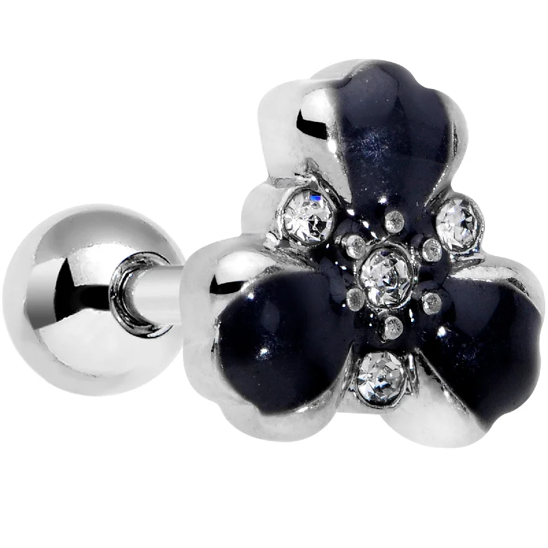 Women's Earrings – Elegant Designs for Every Personality--16 Gauge 1/4 Clear Black Gem Abstract Flower Cartilage Tragus Earring Women's Earrings – Elegant Designs for Every Personality--16 Gauge 1/4 Clear Black Gem Abstract Flower Cartilage Tragus Earring