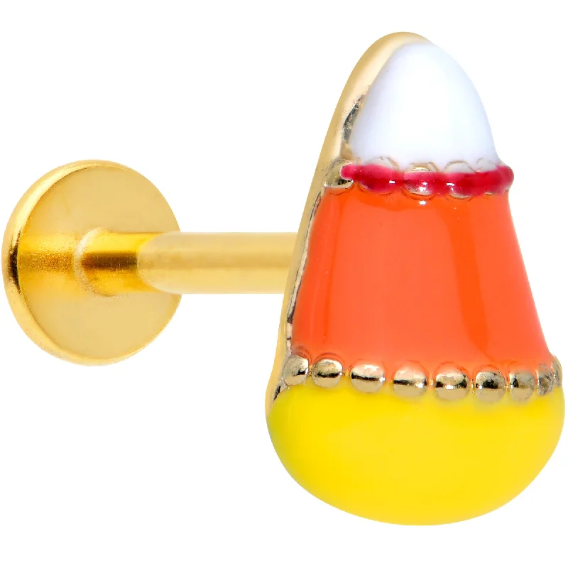 Lip Rings with Personalized Touch16 Gauge 5/16 Gold Tone Candy Corn Halloween Labret Monroe Tragus