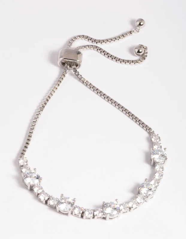 Women's Traditional Bangles-Silver Cubic Zirconia Tennis Bracelet