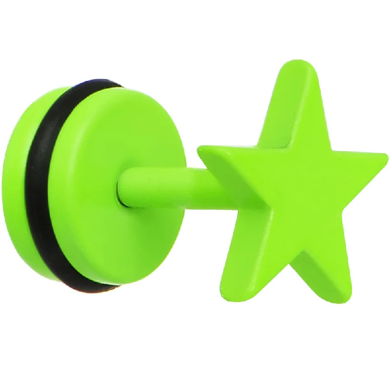 Women's Earrings – Elegant Designs for Every Personality--Green Neon Enamel Rising Star Cheater Plug