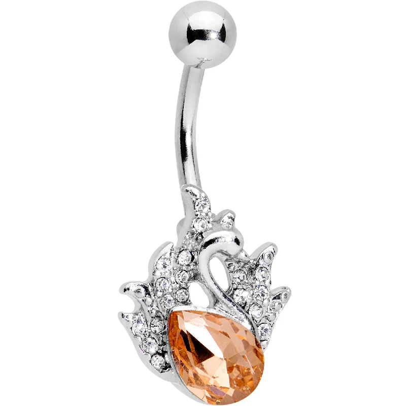 Stylish Belly Rings for Exclusive Fashion -Orange Gem Queen Swan Pretty Plume Feather Belly Ring Stylish Belly Rings for Exclusive Fashion -Orange Gem Queen Swan Pretty Plume Feather Belly Ring